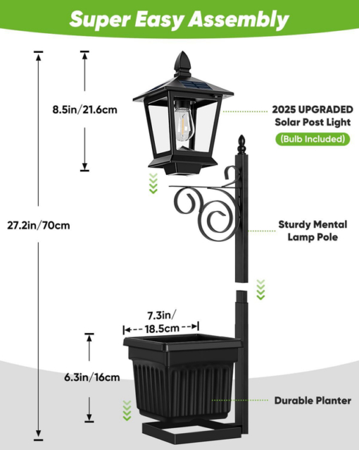 Elosung Solar Planter Light with IP65 LED Lantern – image 7