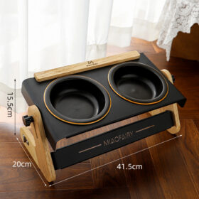 Elosung Adjustable Double Ceramic Pet Diner – image 1