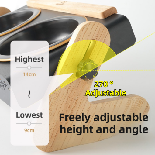 Elosung Adjustable Double Ceramic Pet Diner – image 3