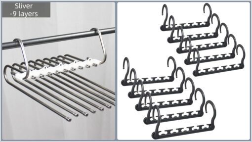 V888-ELOSUNG45840-202603131336-00.jpg Elosung 9 Tier Pants Rack and Magic Hanger Set – image 1