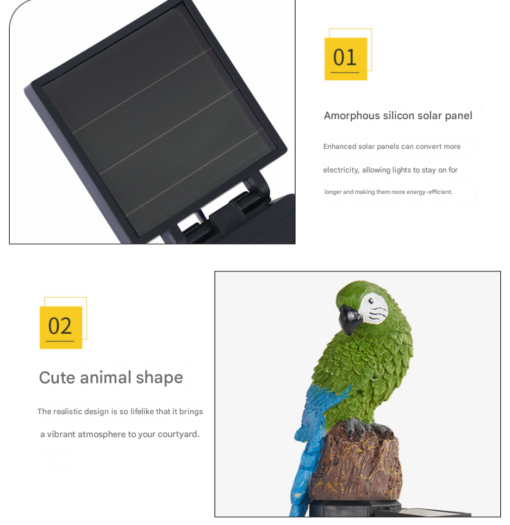 Elosung Hand-Painted Solar Parrot Light – image 4