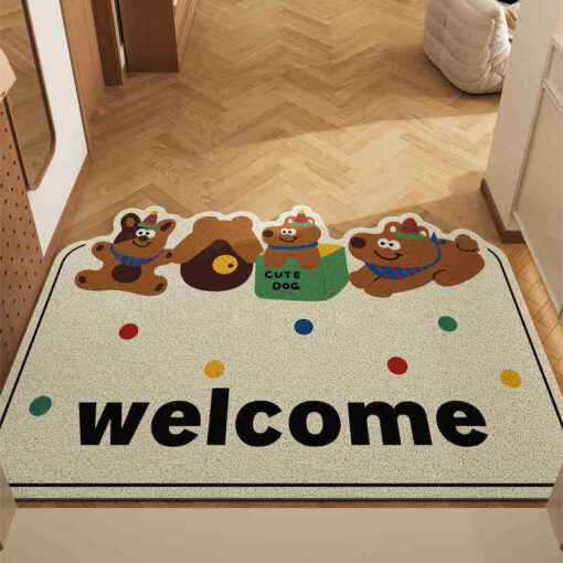 Elosung Set of 2 Cartoon PVC Coil Door Mats – image 1