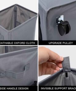 Elosung Navy Foldable Oxford Laundry Basket - Image 3
