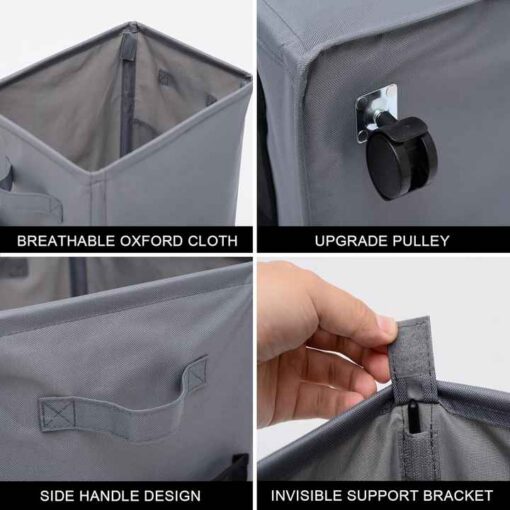 Elosung Navy Foldable Oxford Laundry Basket – image 3