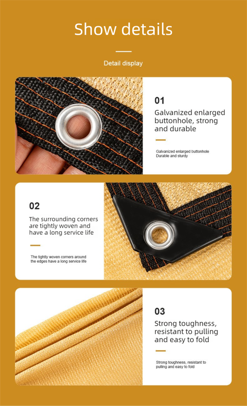 Elosung Beige Shade Net with Reinforced Grommets – image 4