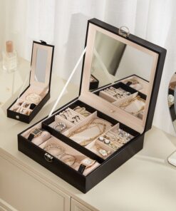 Elosung Large Jewellery Box with Mirror and Lock - Image 3