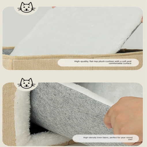 Elosung 3-Level Grey Cat House with Scratch Posts – image 5