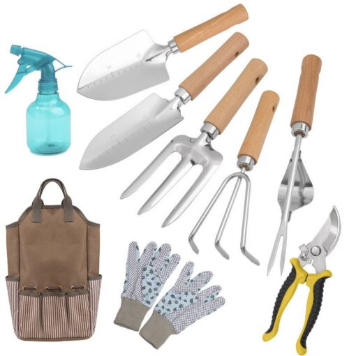 V888-ELOSUNG48911-00.jpg Elosung 9 Piece Gardening Tool Set with Beechwood Handles – image 1