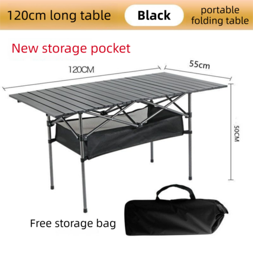 Elosung 120cm Egg Roll Carbon Steel Camp Table – image 1