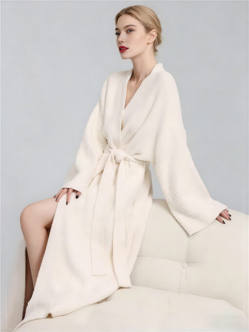 Elosung Blue Extra-Thick V-Neck Cardigan Robe – image 2