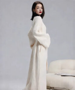 Elosung Blue Extra-Thick V-Neck Cardigan Robe - Image 3