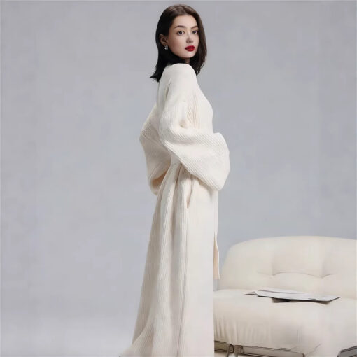 Elosung Blue Extra-Thick V-Neck Cardigan Robe – image 3