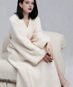 Elosung Blue Extra-Thick V-Neck Cardigan Robe - Image 4