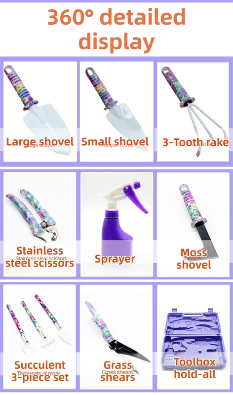 Elosung 10 Piece Purple Garden Tool Set with Case – image 2