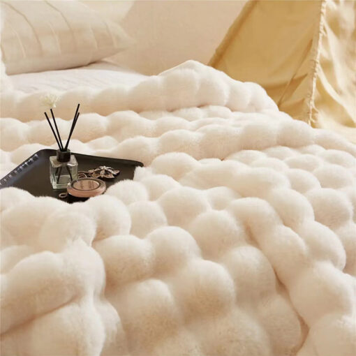 Elosung Faux Fur Bubble Blanket Set – image 2