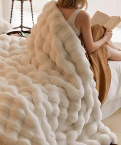 Elosung Faux Fur Bubble Blanket Set - Image 4