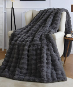 Elosung Bubble Faux Fur Blanket Set 200 x 230 cm - Image 4