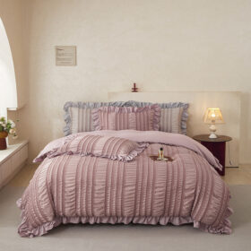 Elosung King Duvet Cover Set with Ruffle Texture – image 1
