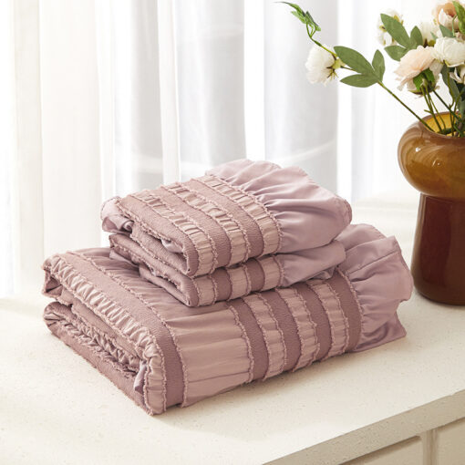 Elosung King Duvet Cover Set with Ruffle Texture – image 2