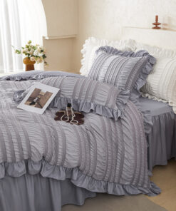 Elosung King Duvet Cover Set with Ruffle Texture - Image 3