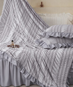 Elosung Beige Ruffle Seersucker Duvet Cover - Image 4