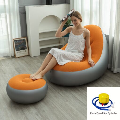V888-ELOSUNG49504-202604131751-00.jpg Elosung Orange Inflatable Lounge Chair Set, Flocked – image 1