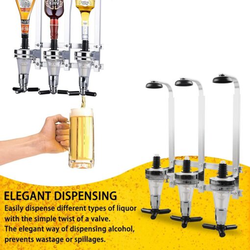 Elosung 3 Head Spirit Dispenser Rack with Adjustable Holders – image 4