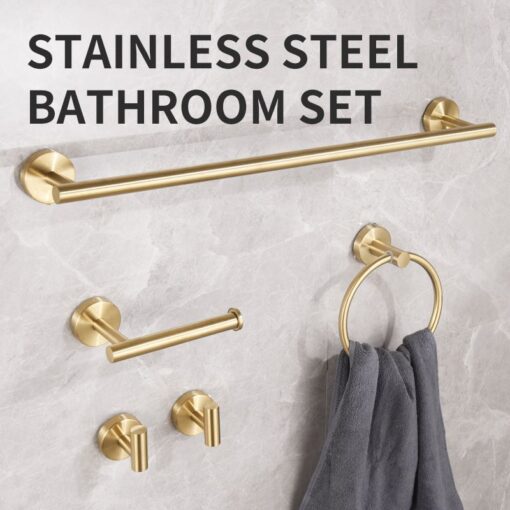 Elosung 5-Piece Bathroom Set, Rotatable Towel Bar – image 2