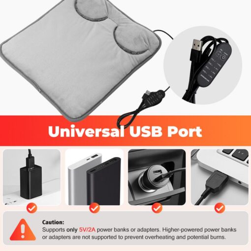 Elosung USB Foot Warmer & Seat Pad Set, 4 Heat Levels – image 6