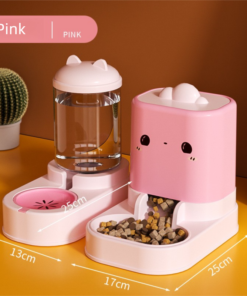 Elosung Pink 2-in-1 Pet Feeder Set - Image 1