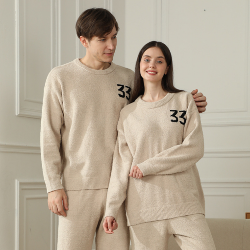Elosung Women's Fleece Pyjamas with Knitted Number – image 1
