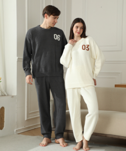 Elosung Men's Fleece Pyjama Set with Knitted Motif - Image 3