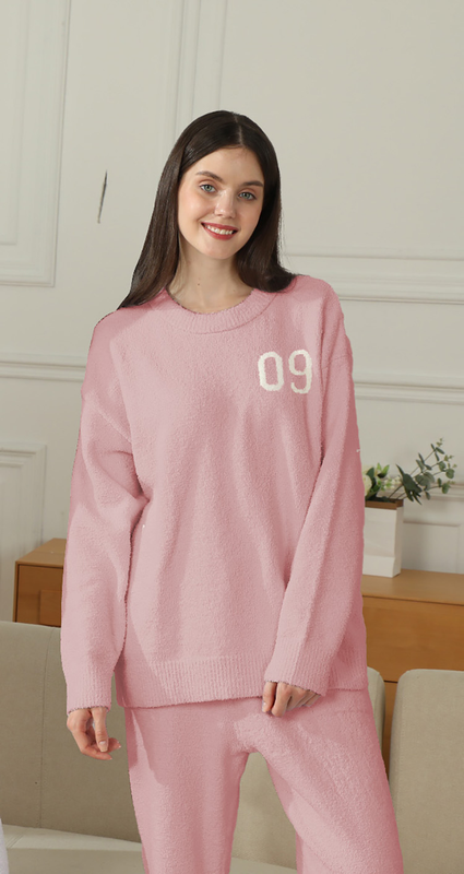 Elosung Women's Fleece Pyjamas with Knitted Number Motif – image 1