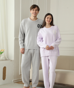 Elosung Women's Fleece Pyjamas with Knitted Number Motif - Image 3
