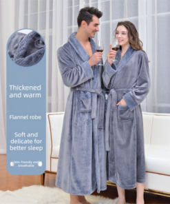 Elosung Plush Flannel Robe with Shawl Collar - Image 4