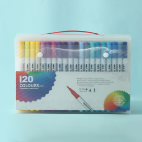 Elosung 120-Colour Dual-Tip Watercolour Markers – image 1