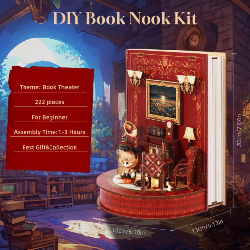 Elosung Book Nook Kit with LED Theatre Scene – image 4