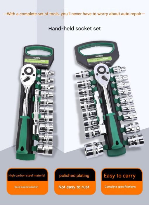Elosung 12-Piece Socket Set with 24-Tooth Ratchet – image 3