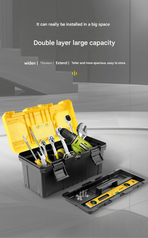 Elosung 17 Inch Lockable Double Layer Toolbox – image 5