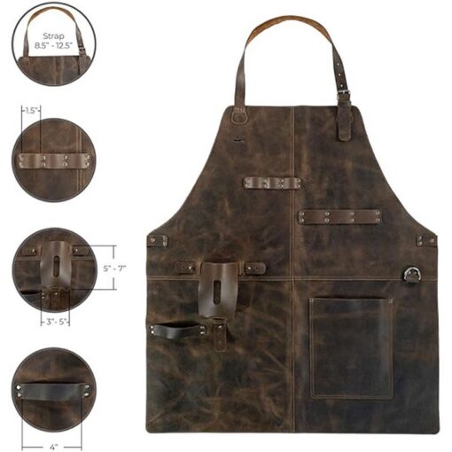 Elosung PU Leather Apron with Tool Pockets – image 3