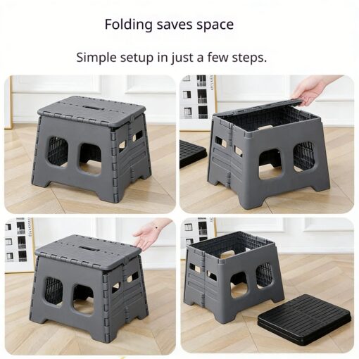 Elosung Folding Portable Toilet Stool with Lid – image 4