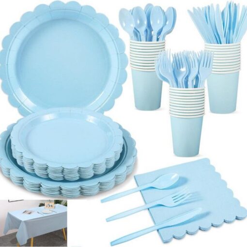 Elosung Light Blue Party Tableware Set for 50 Guests – image 1