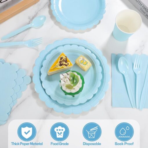 Elosung Light Blue Party Tableware Set for 50 Guests – image 2