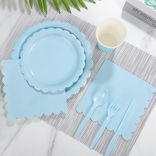 Elosung Light Blue Party Tableware Set for 50 Guests – image 3