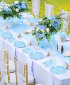 Elosung Light Blue Party Tableware Set for 50 Guests - Image 4