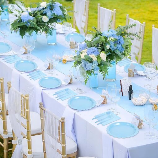 Elosung Light Blue Party Tableware Set for 50 Guests – image 4