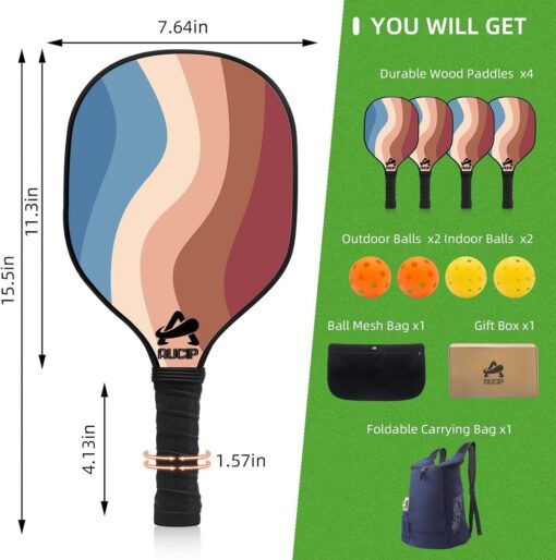 Elosung 9-Ply Wooden Pickleball Paddle Set – image 2