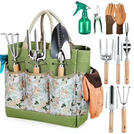 Elosung 9-Piece Stainless Steel Garden Tool Set – image 1