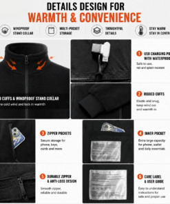 Elosung USB Heated Jacket with 8 Zone Graphene - Image 5