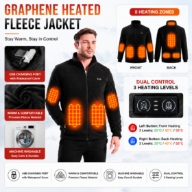 Elosung 5XL Heated Fleece Jacket with 8 Zone Heating – image 1